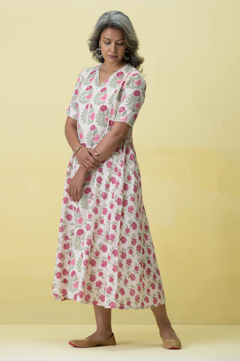 Off-White Block Printed Cotton Dress