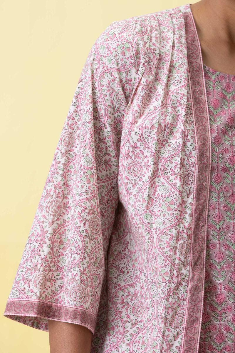 Brown Block Printed Cotton Kimono