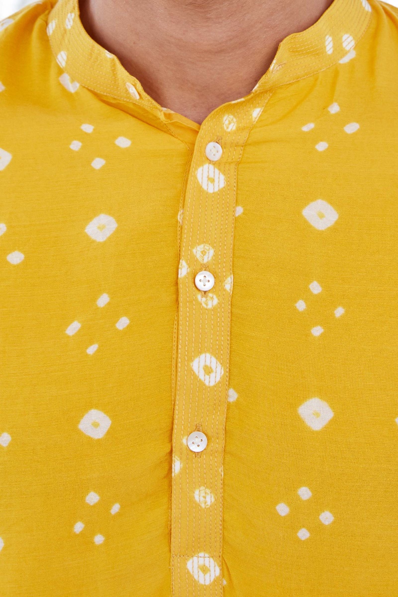 Yellow Printed Modal Kurta