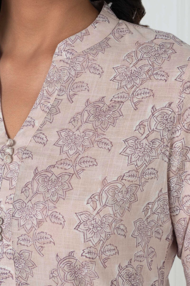 Pink Block Printed Pyjama Set