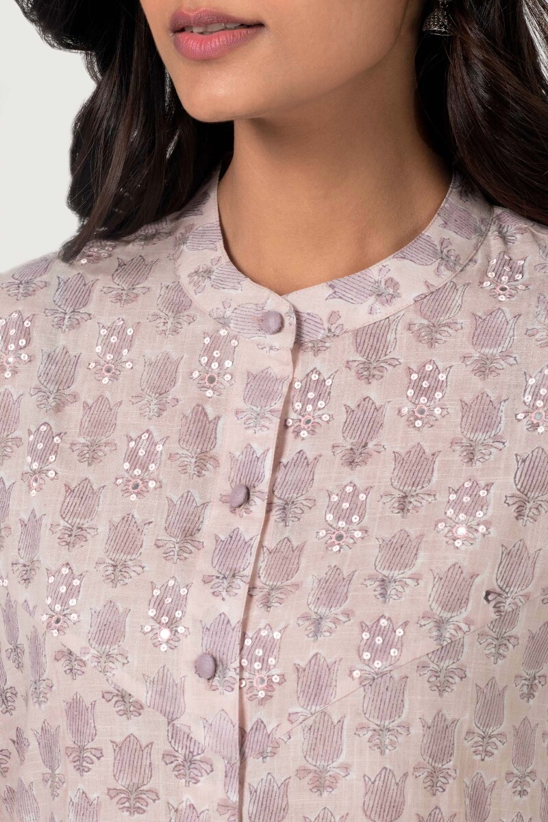 Pink Block Printed Cotton Top
