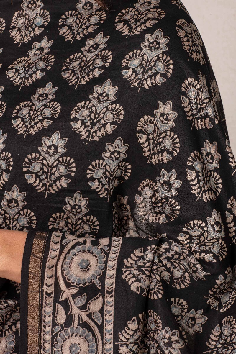 Ajrak Block Printed Chanderi Dupatta