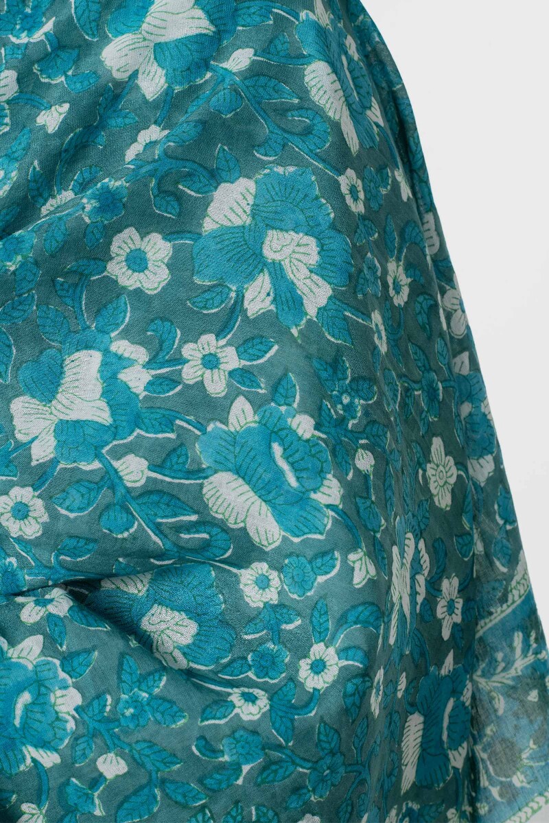 Green Block Printed Cotton Dupatta