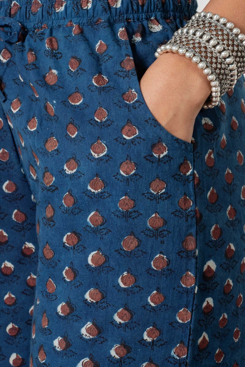 Indigo Block Printed Cotton Farsi