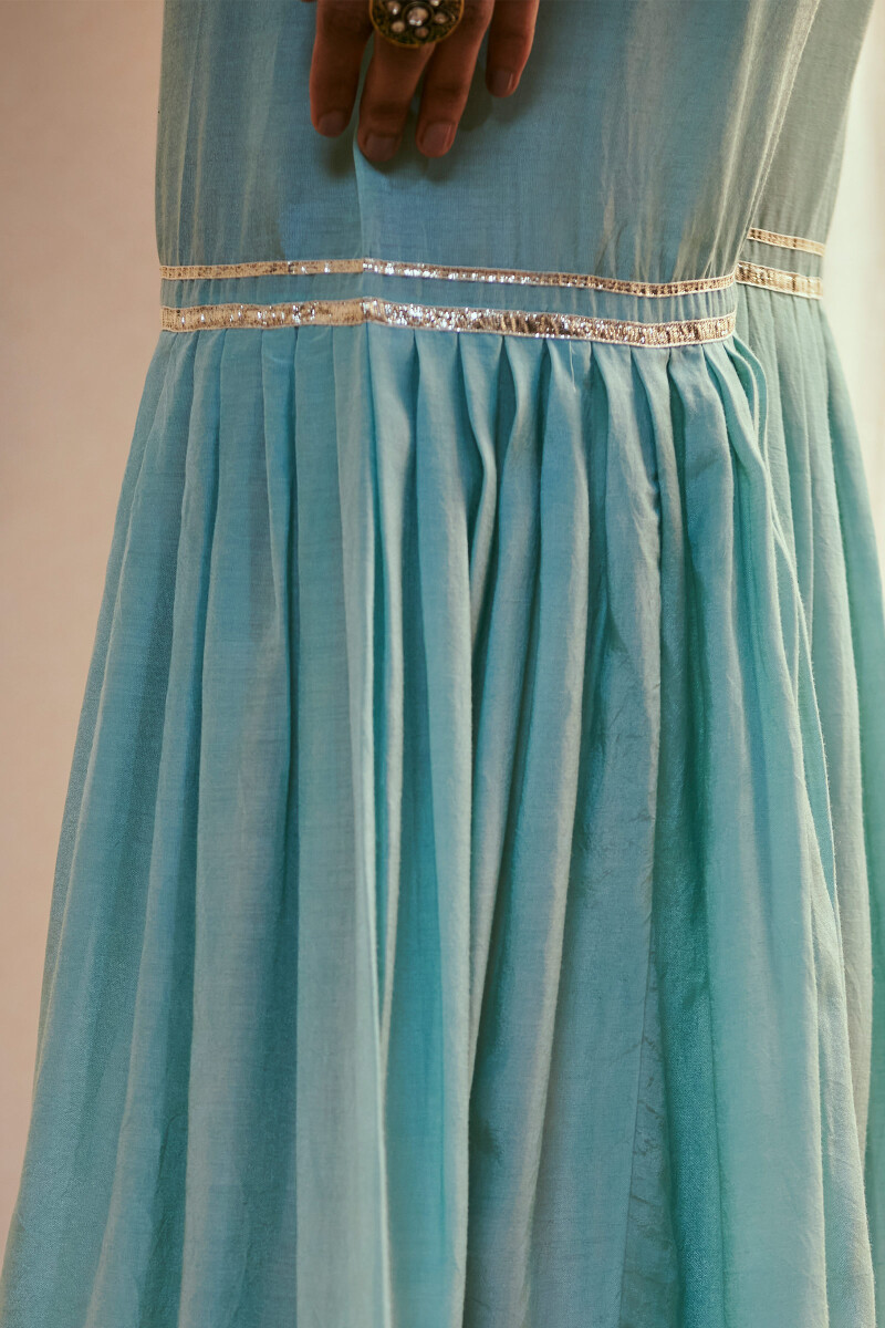 Turquoise Handcrafted Muslin Garara