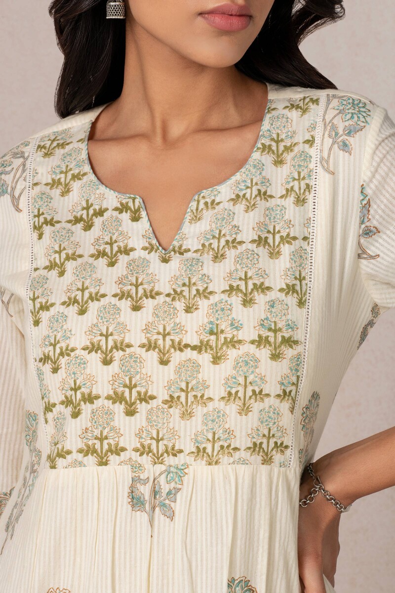 Off-White Block Printed Cotton Dress