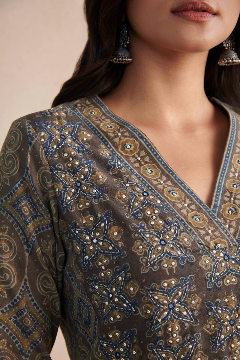 Ajrak Block Printed A-Line Cotton Kurta