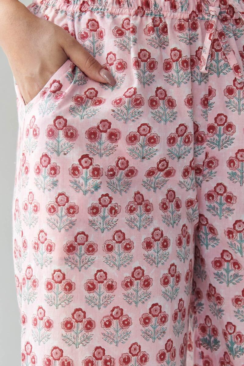 Pink Block Printed Cotton Farsi