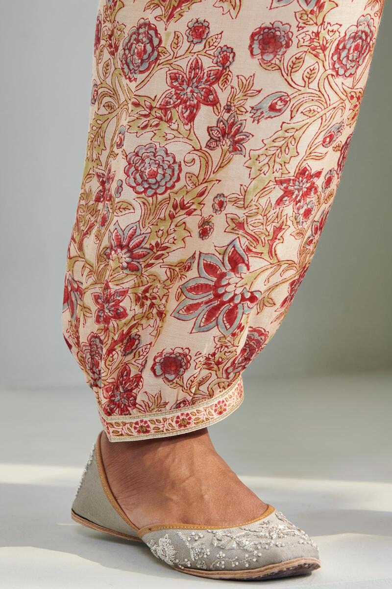 Beige Block Printed Modal Izhaar Pants