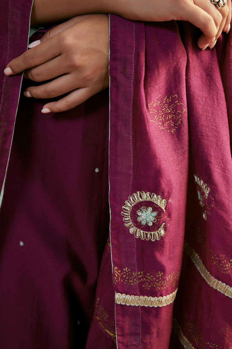 Purple Handcrafted Chanderi Dupatta