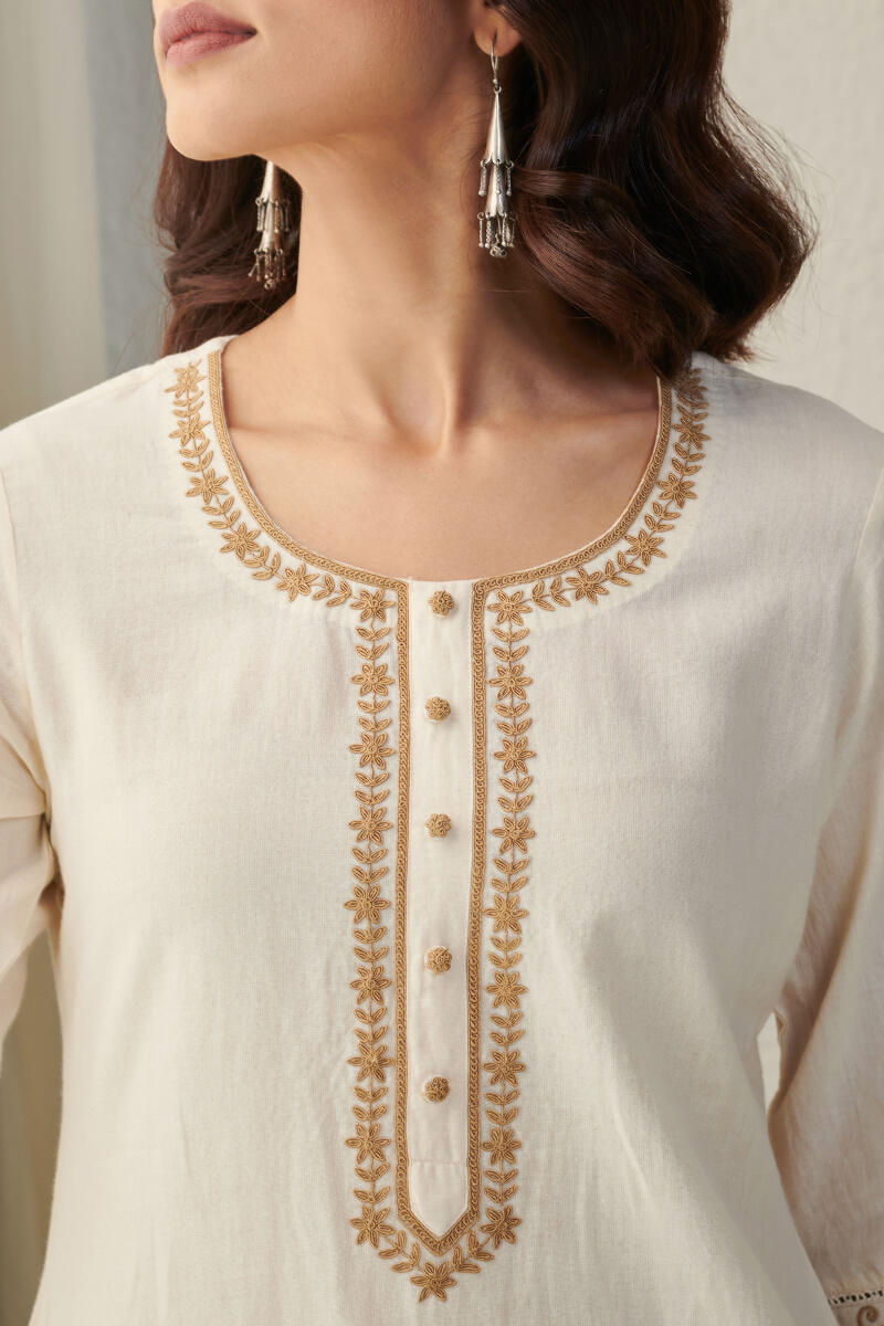 Yellow Handcrafted Straight Handloom Kurta