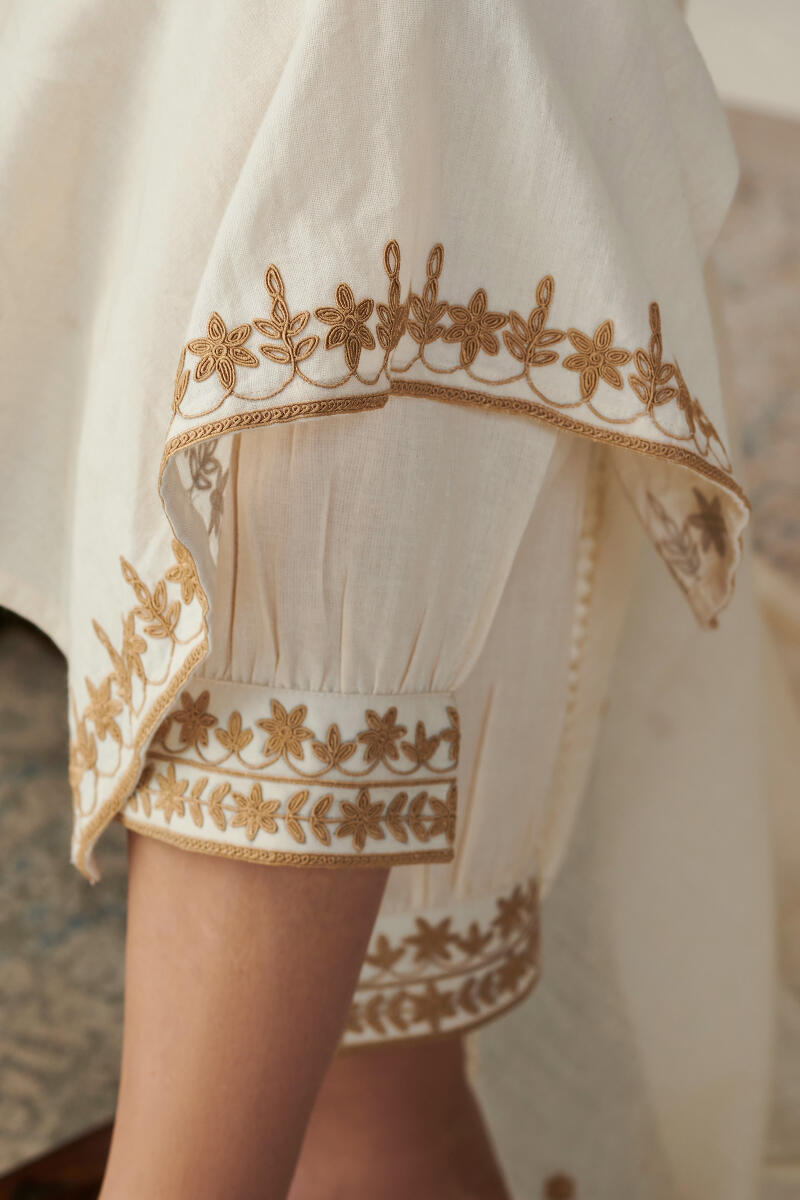 Yellow Handcrafted Straight Handloom Kurta