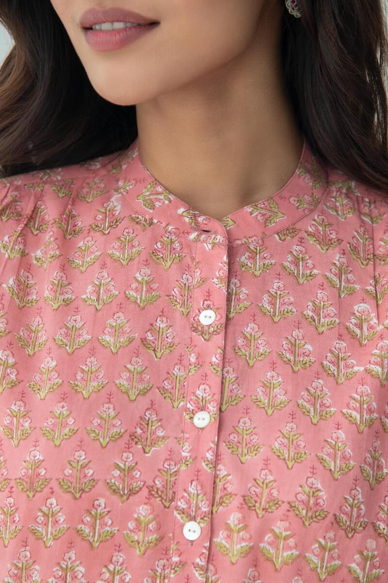 Pink Block Printed Cotton Top