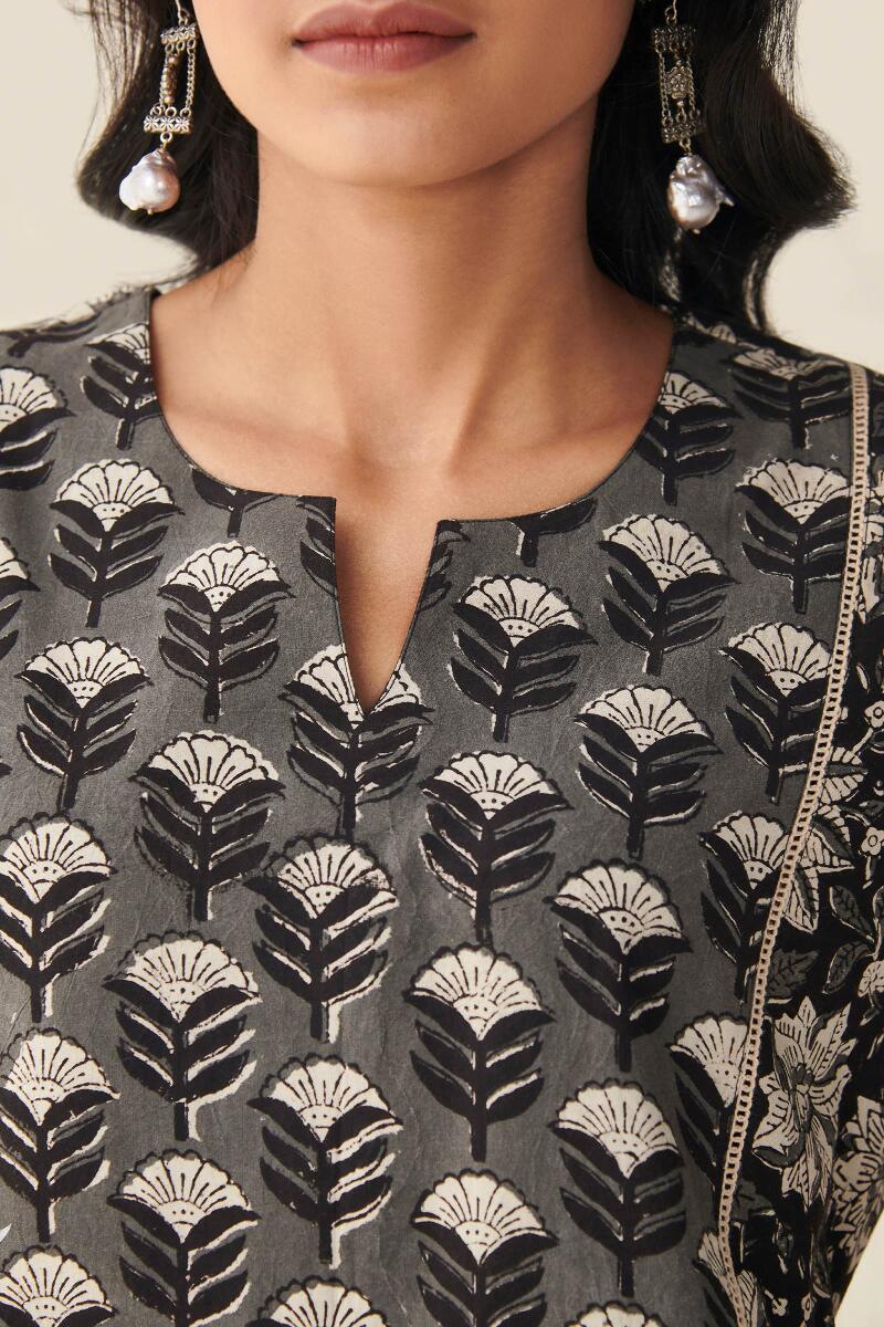 Black Block Printed Cotton Dress