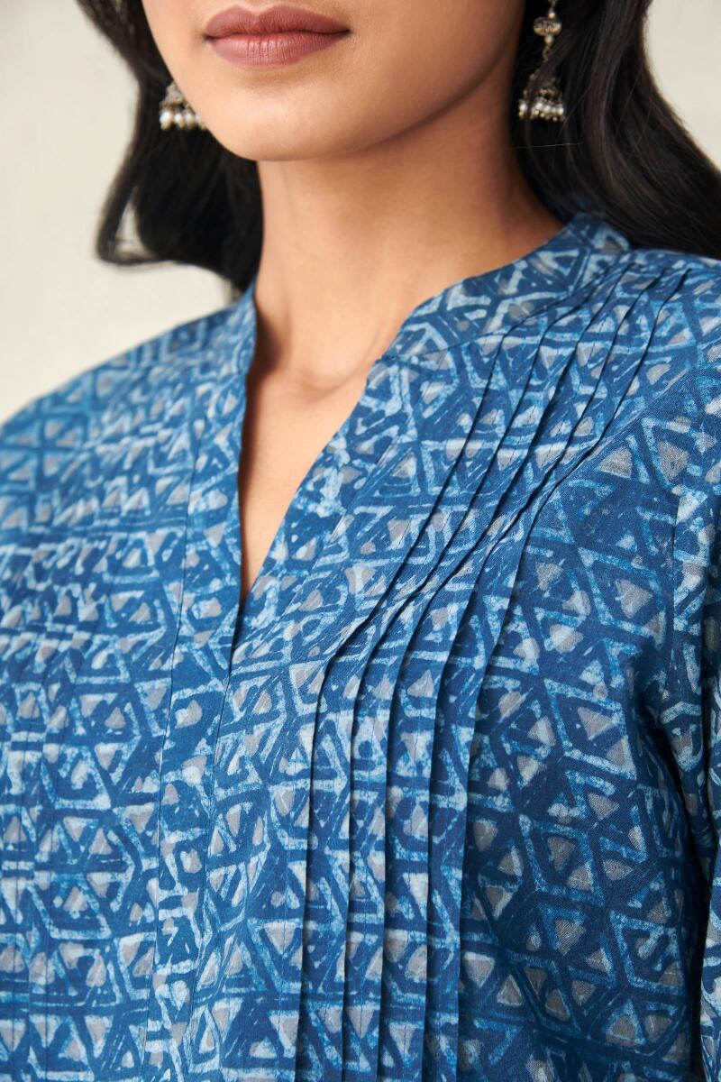Indigo Hand Block Printed Cotton Top