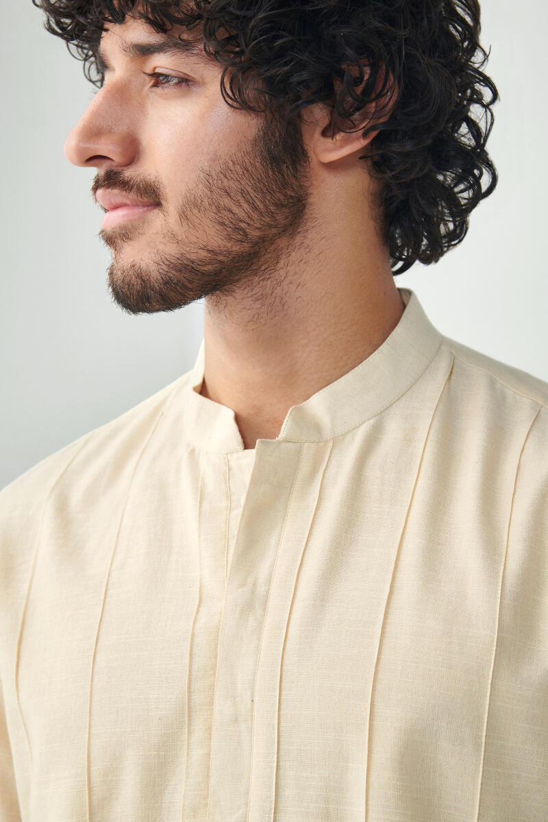 Yellow Handcrafted Cotton Kurta
