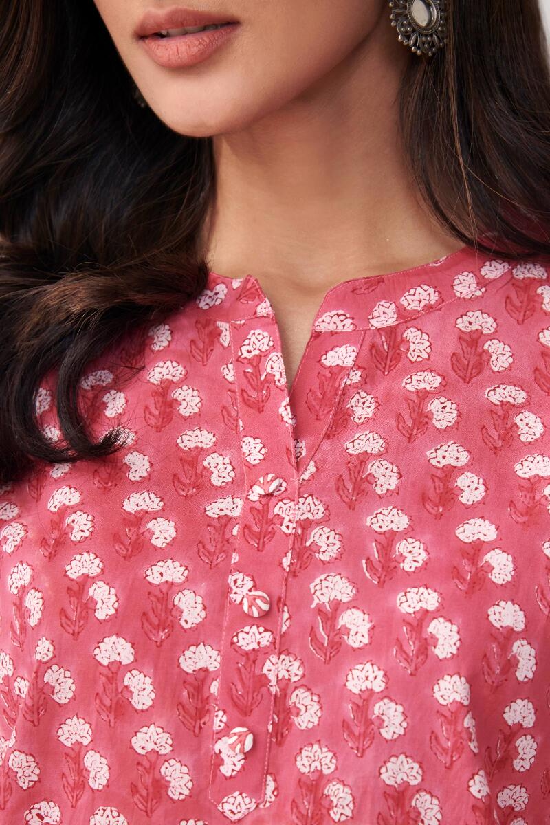 Pink Hand Block Printed Cotton Loungewear Set