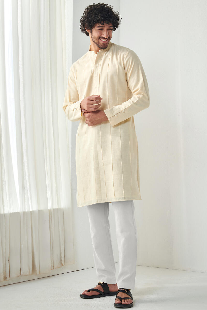 Yellow Handcrafted Cotton Kurta