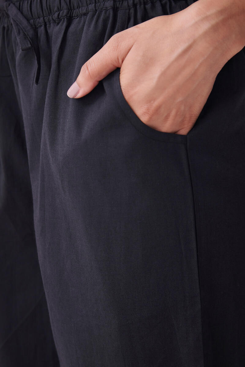 Black Handcrafted Cotton Farsi Pants