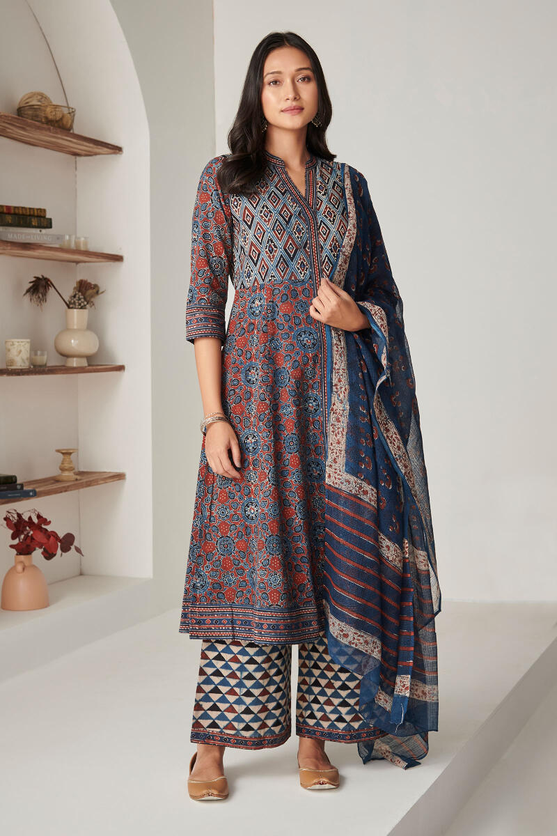 Indigo Block Printed Kota Dupatta