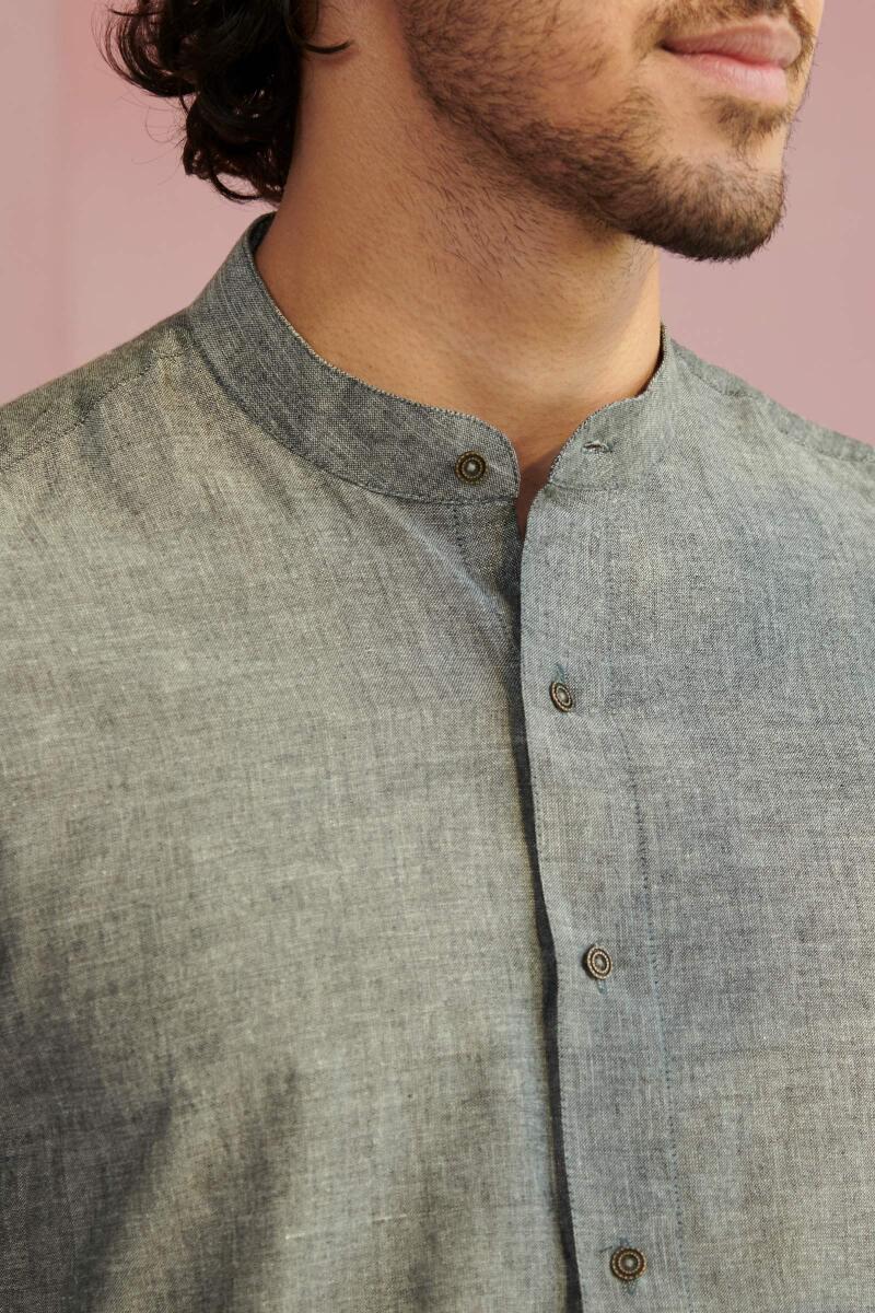 Grey Handcrafted Cotton Shirt
