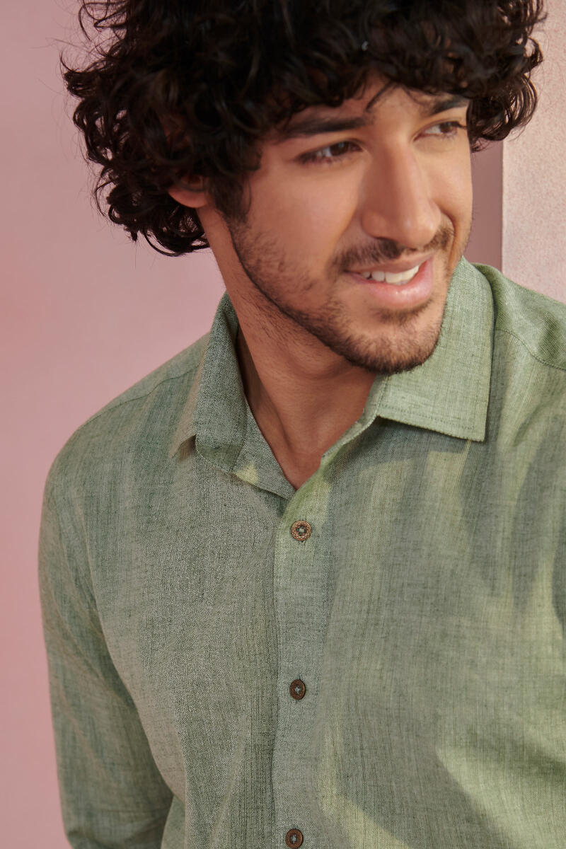 Green Handcrafted Cotton Shirt
