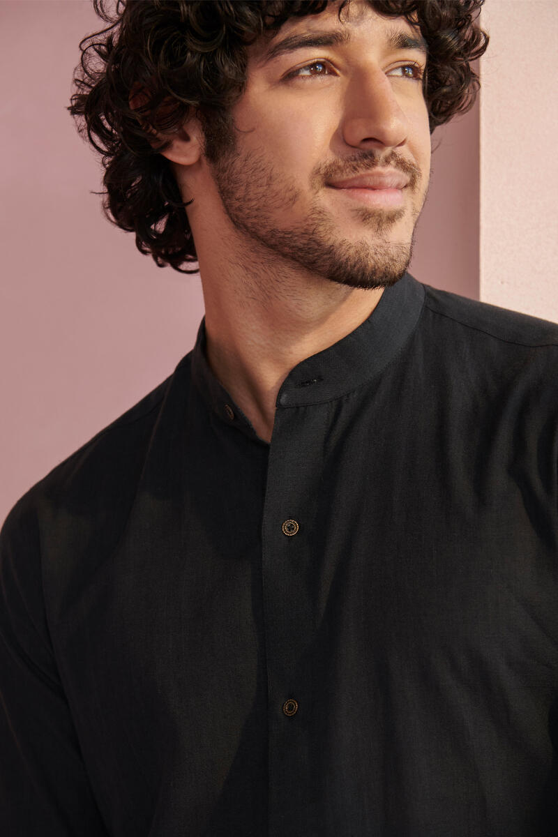 Black Handcrafted Cotton Shirt