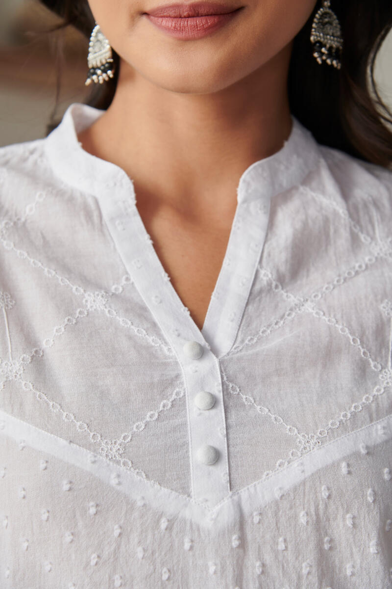 White Handcrafted Cotton Top