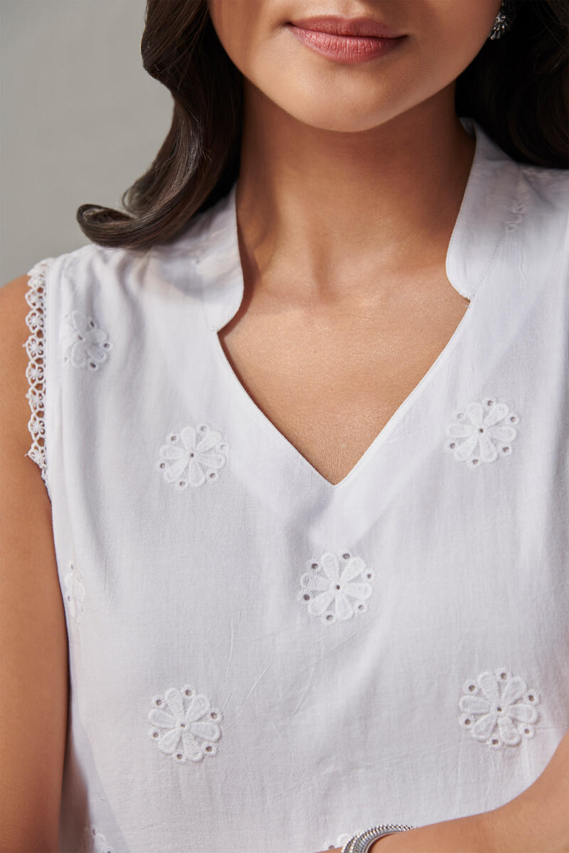 White Handcrafted Cotton Dress