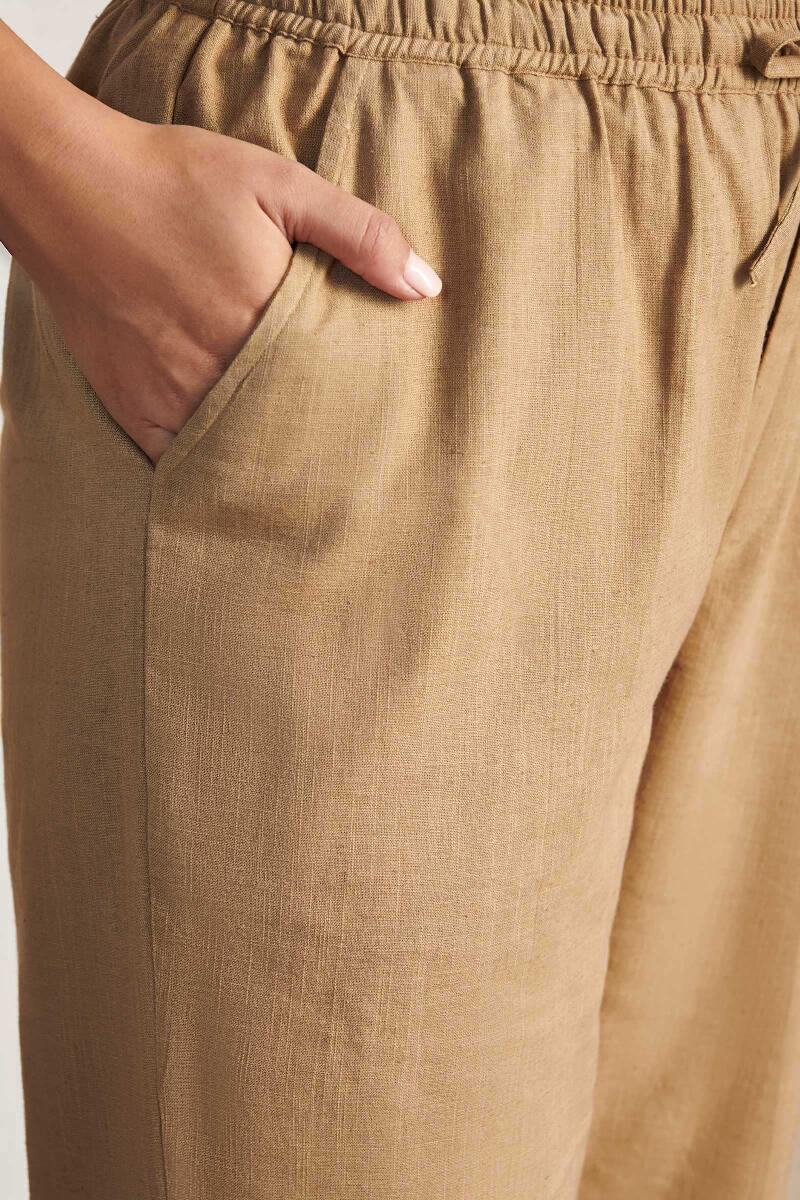 Brown Handcrafted Cotton Pants
