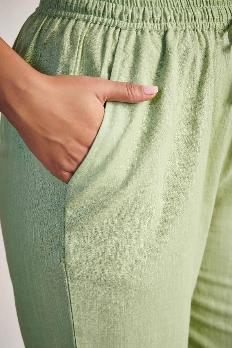 Green Handcrafted Cotton Pants