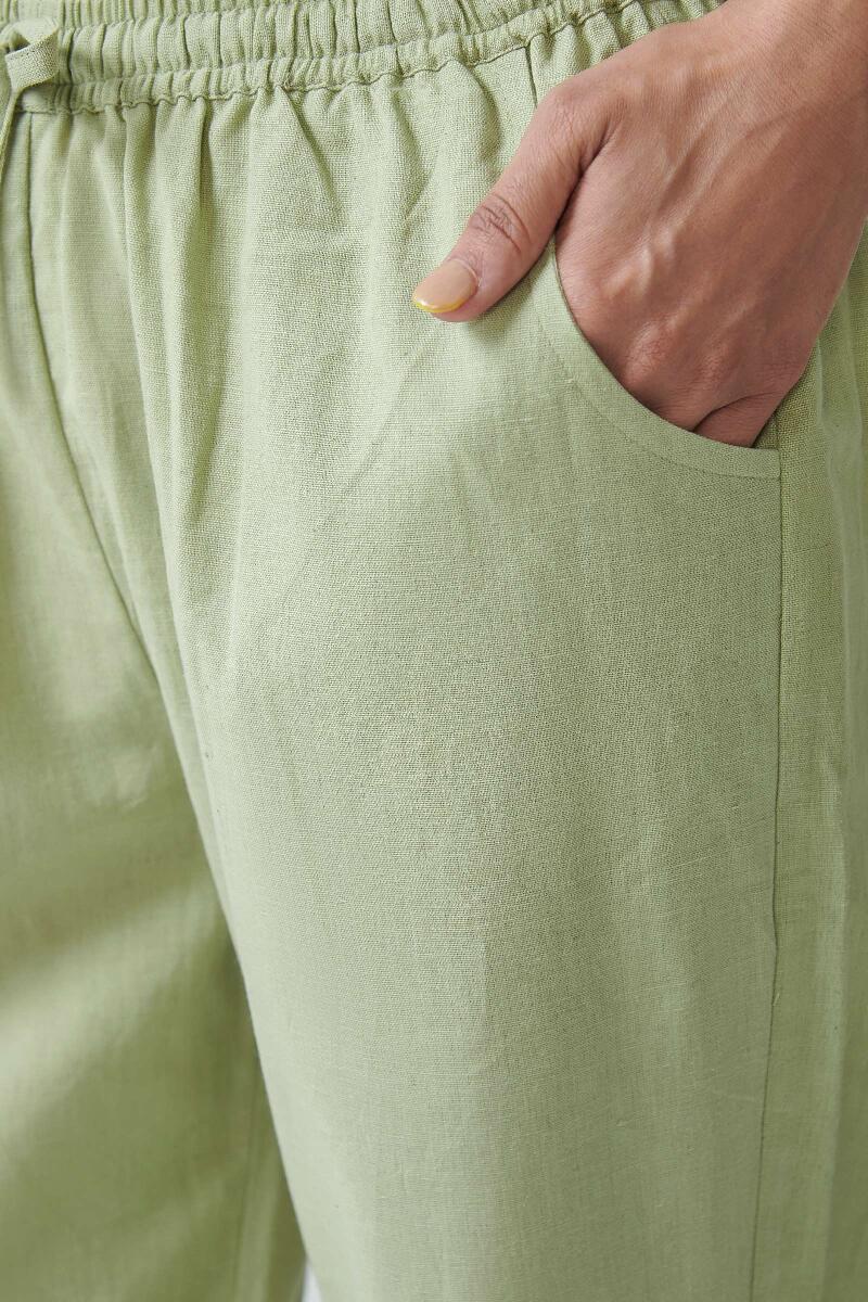 Green Handcrafted Cotton Pants