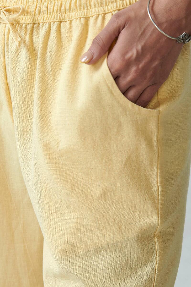 Yellow Handcrafted Cotton Pants