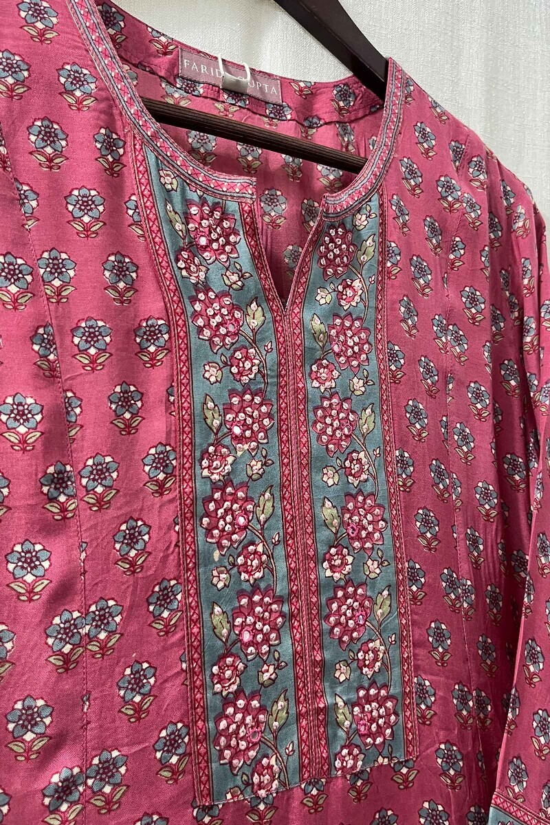 Pink Hand Block-Printed Kurta