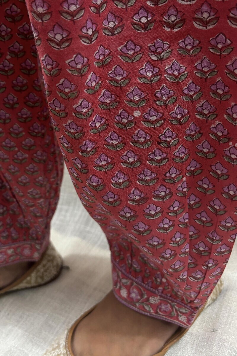 Pink Hand Block-Printed Izhaar Pants