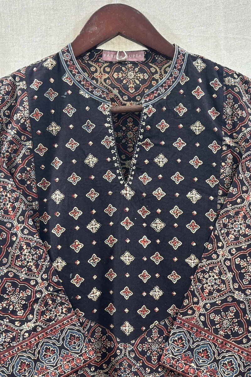 Ajrak Hand Block-Printed Straight Cotton Kurta