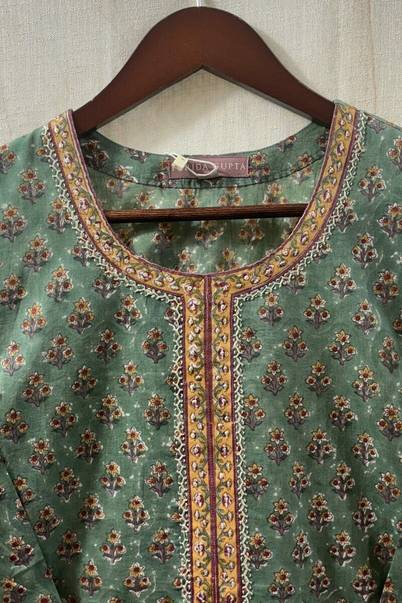 Green Hand Block-Printed