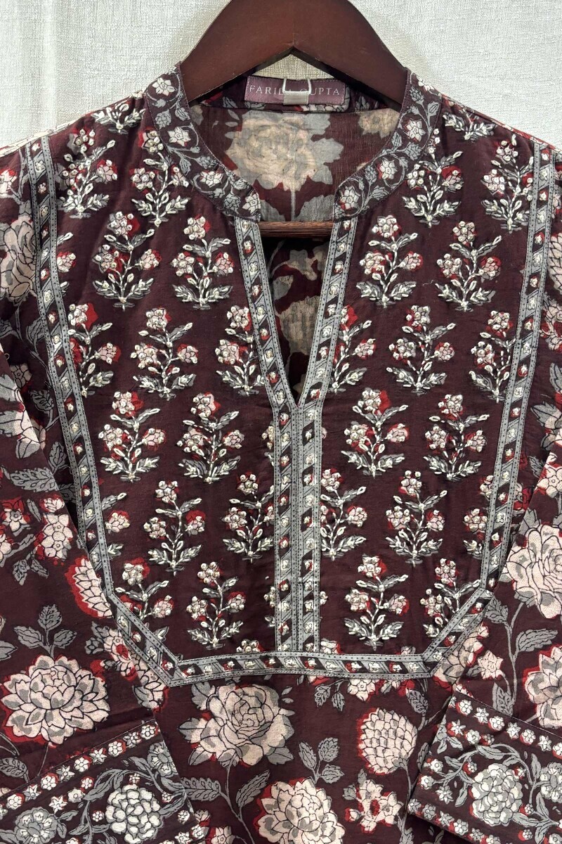 Bagru Hand Block-Printed Straight Cotton Kurta