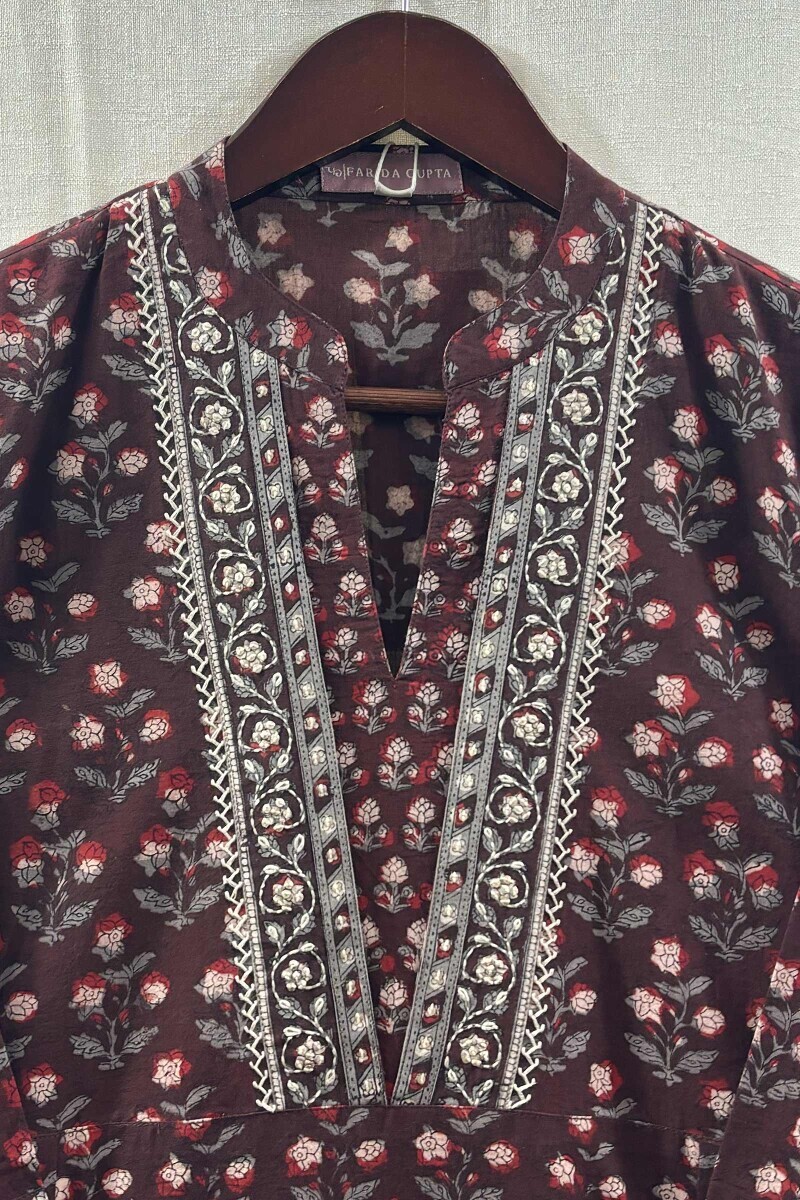 Bagru Hand Block-Printed Straight Cotton Kurta