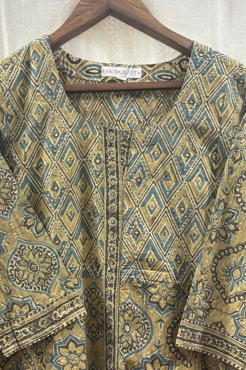 Green Hand Block-Printed Kurta