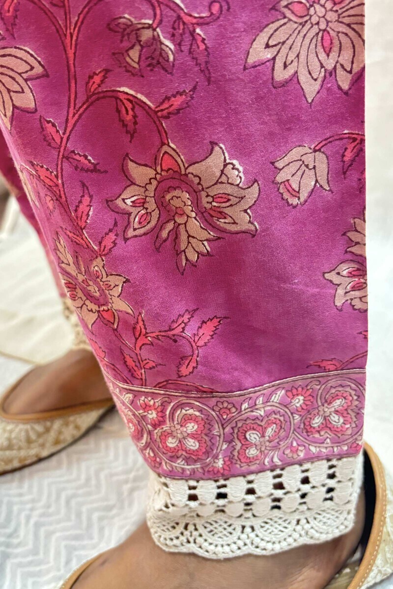 Purple Hand Block-Printed Cotton Salwar