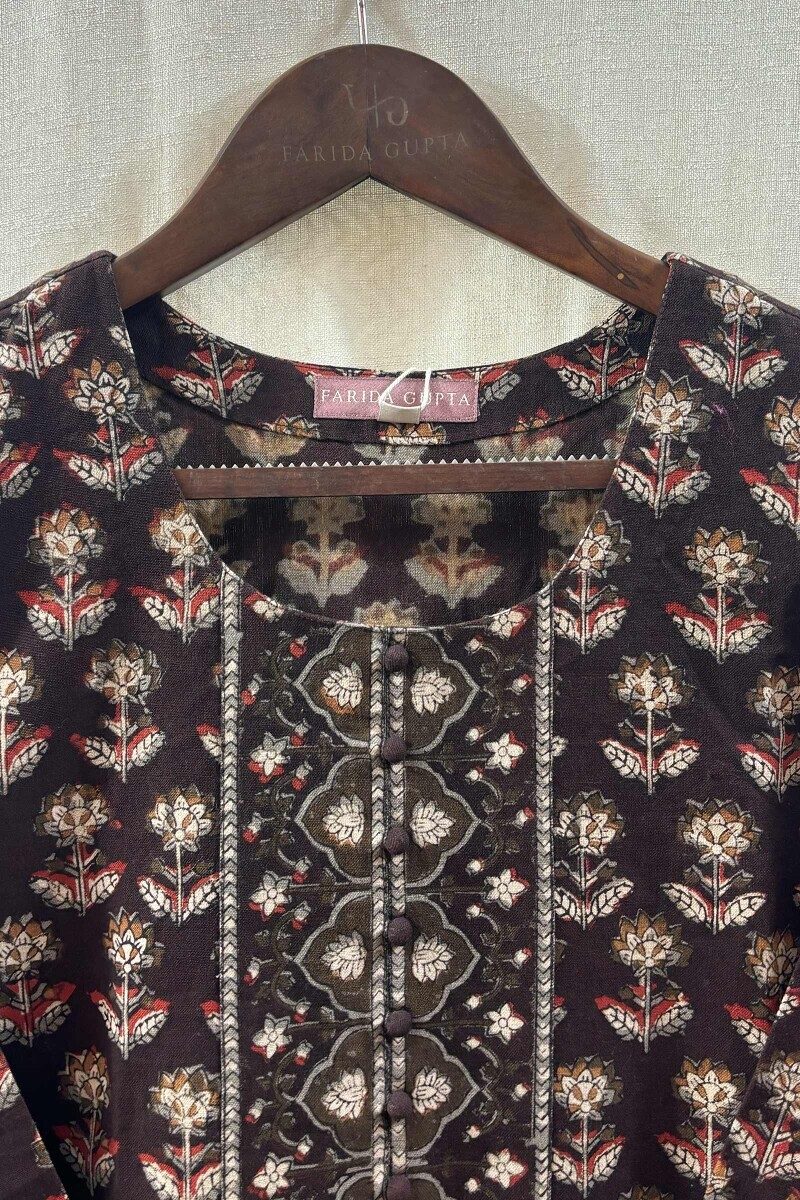 Brown Hand Block-Printed Top