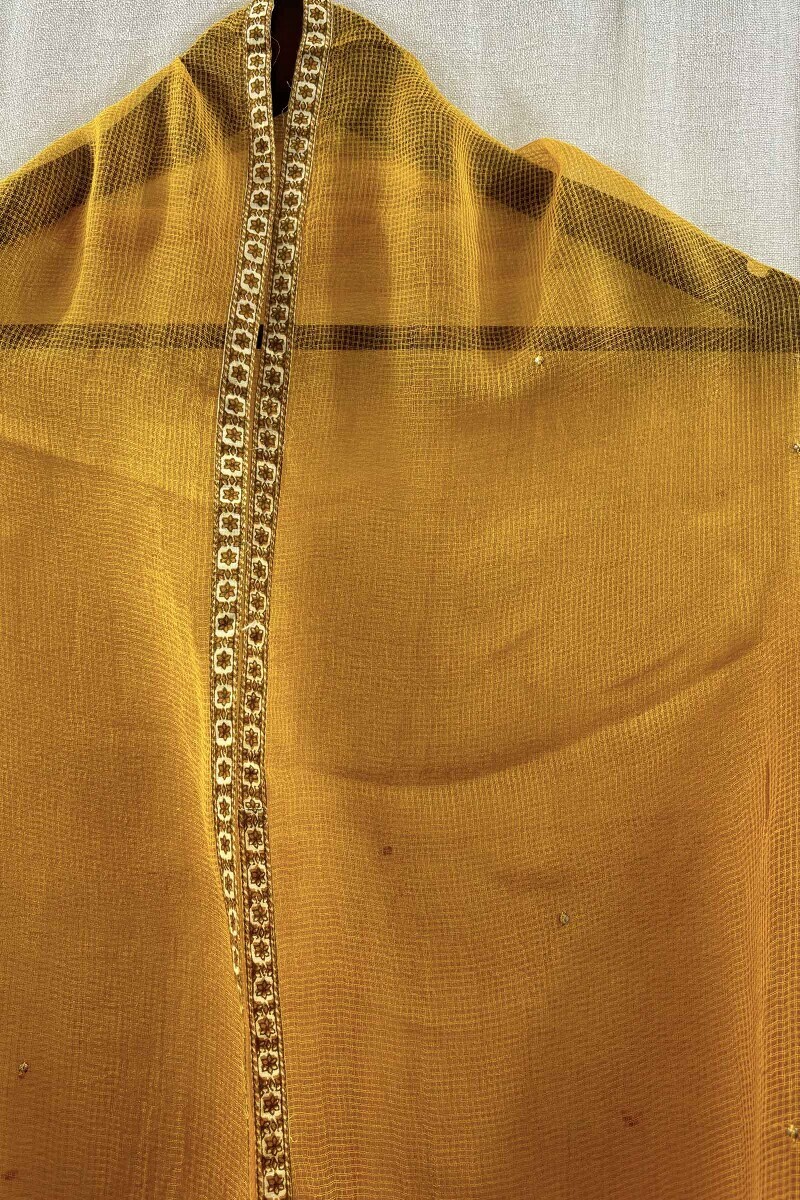 Mustard Handcrafted Kota Dupatta