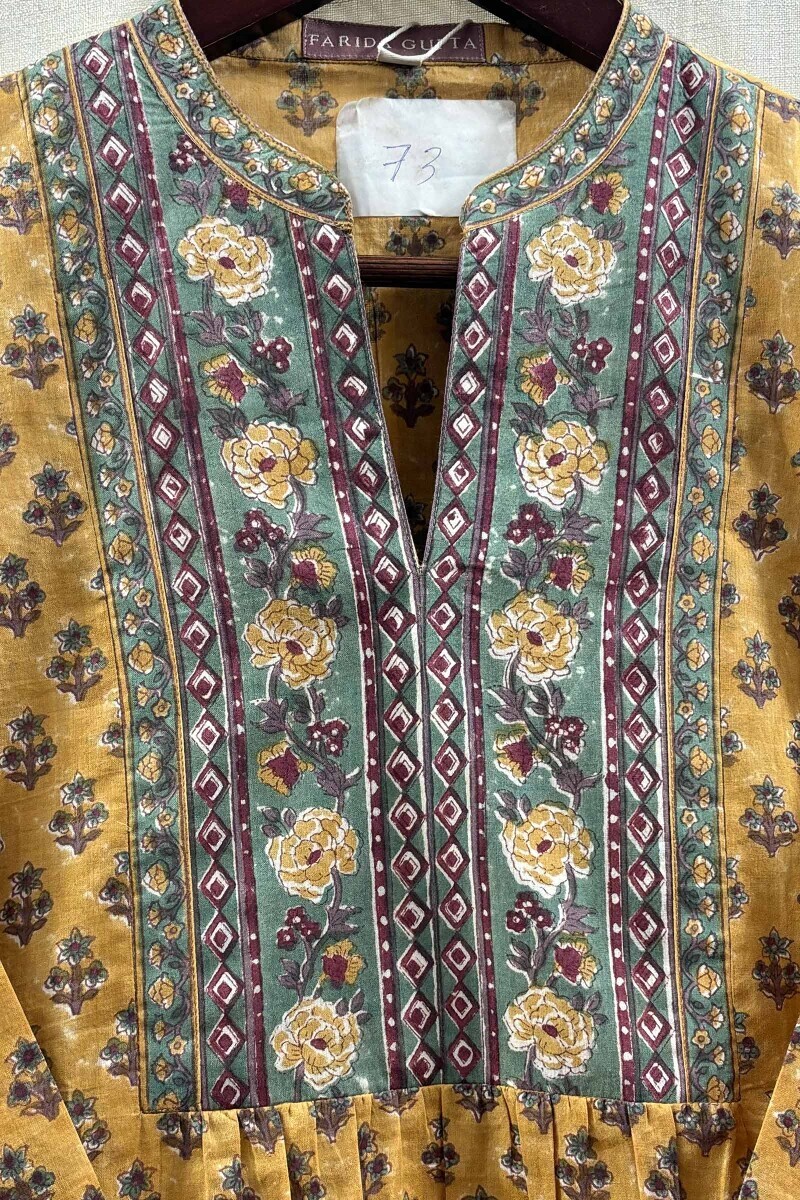 Yellow Hand Block-Printed Top