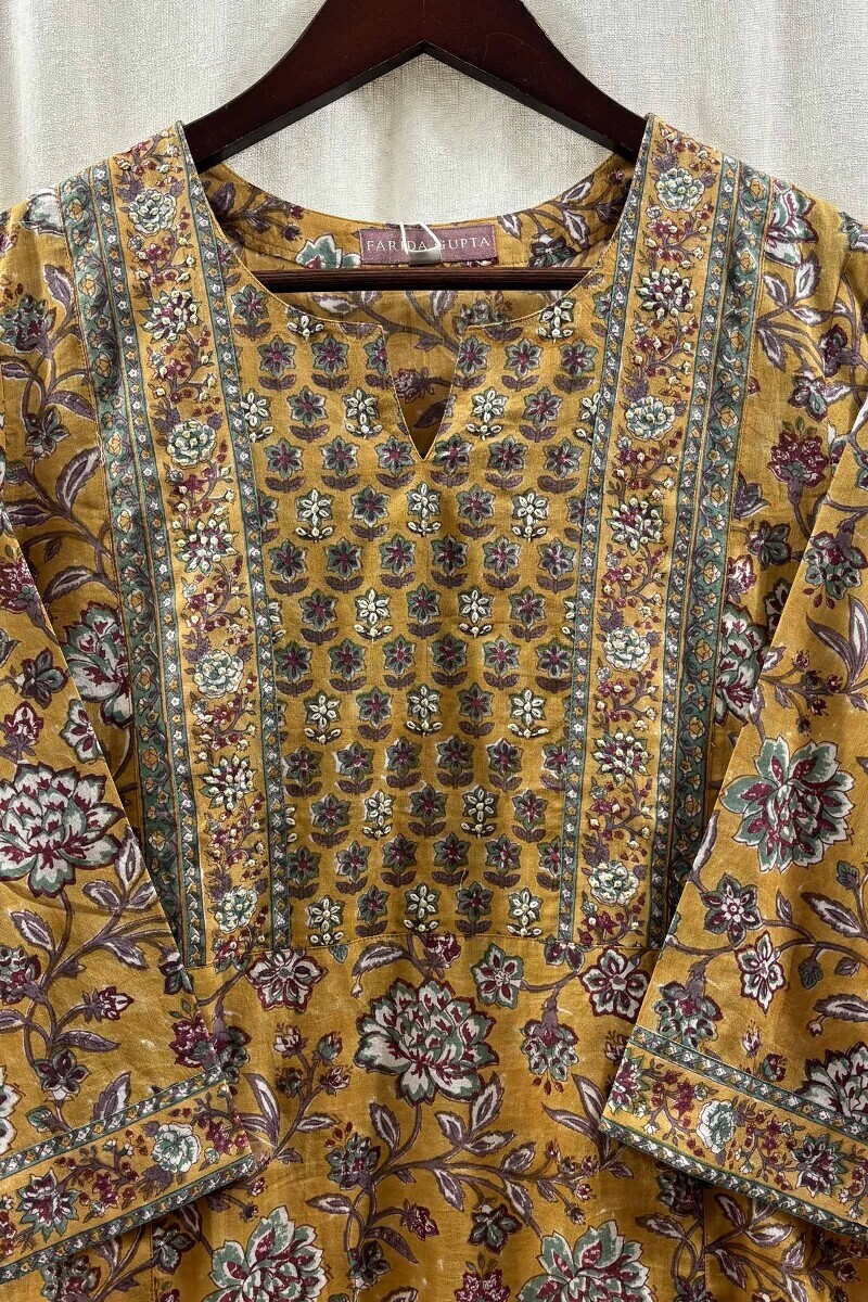 Mustard Hand Block-Printed