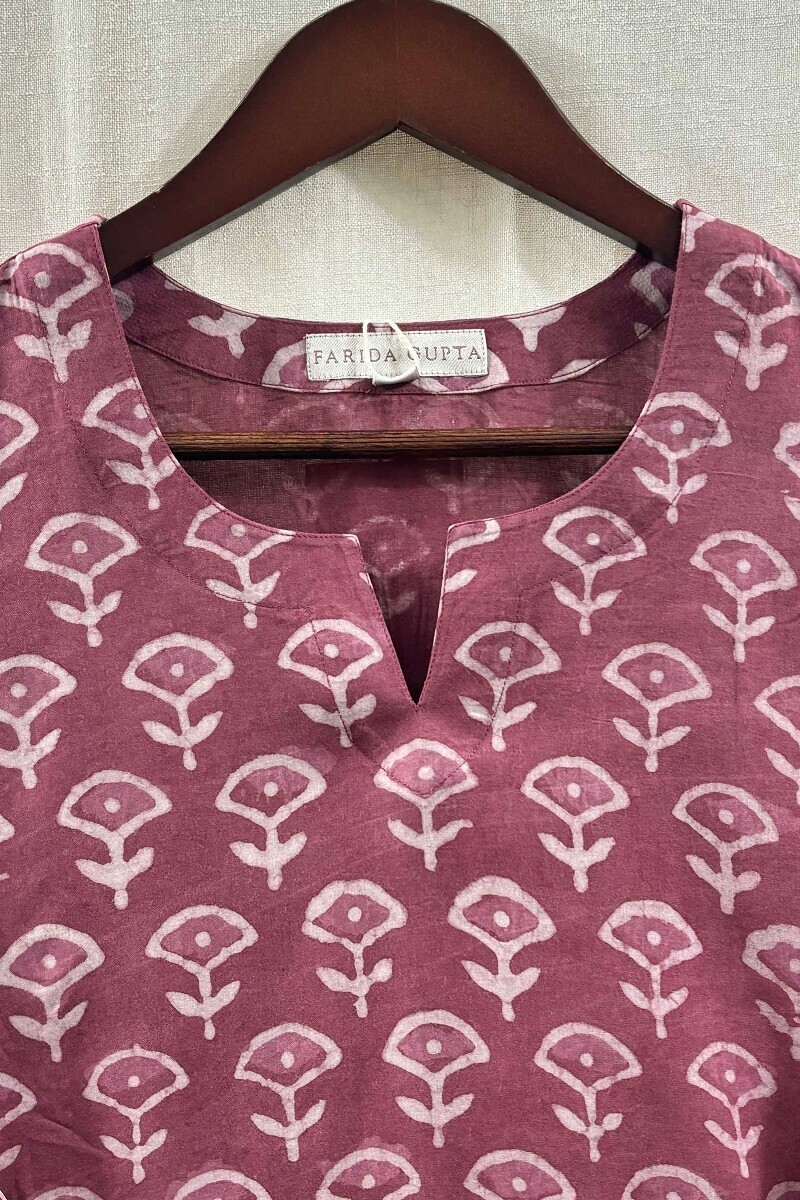 Pink Hand Block-Printed Viscose Top
