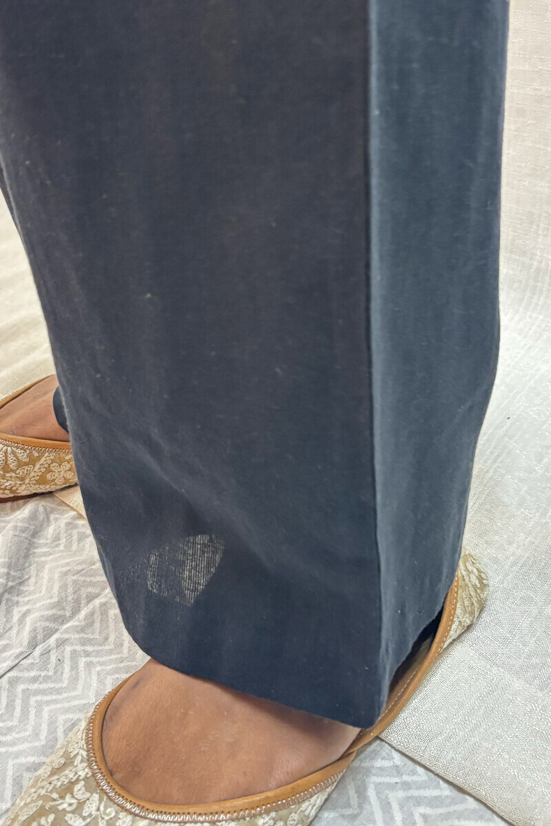 Black Handcrafted Cotton Flax Straight Farsi