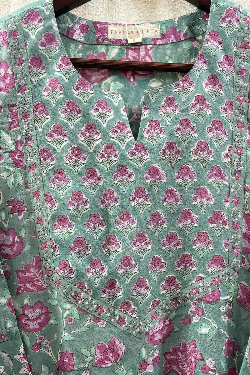 Green Hand Block-Printed Top