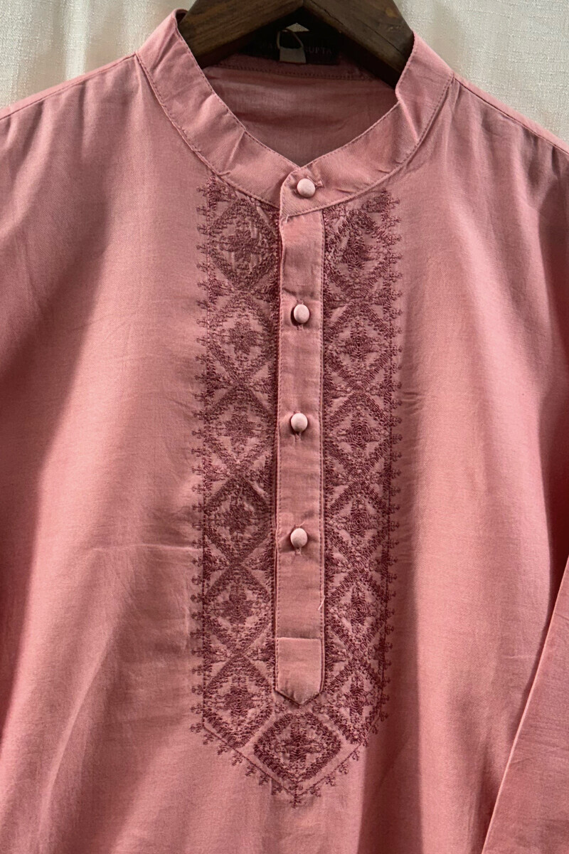 Pink Handcrafted Chanderi Kurta