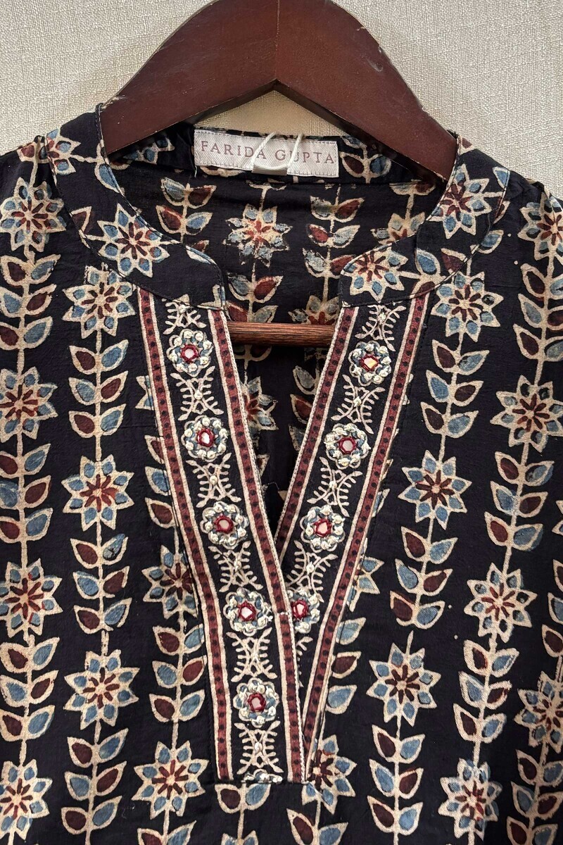 Ajrak Hand Block-Printed Cotton Top